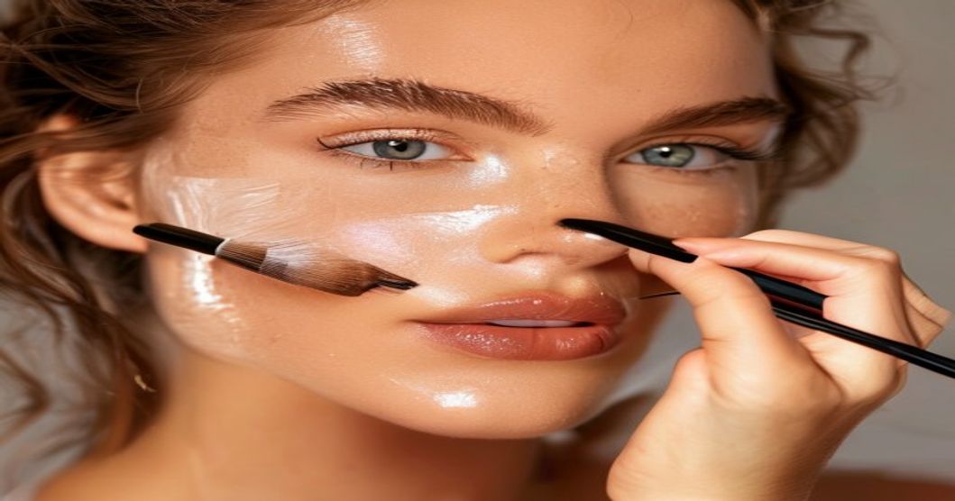 Primer de maquillaje aplicándose sobre piel limpia antes de la base facial