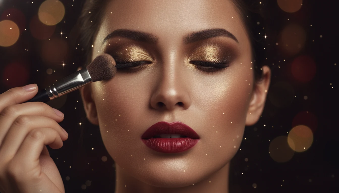 Maquillaje de noche glamoroso con smokey eye y labios rojos